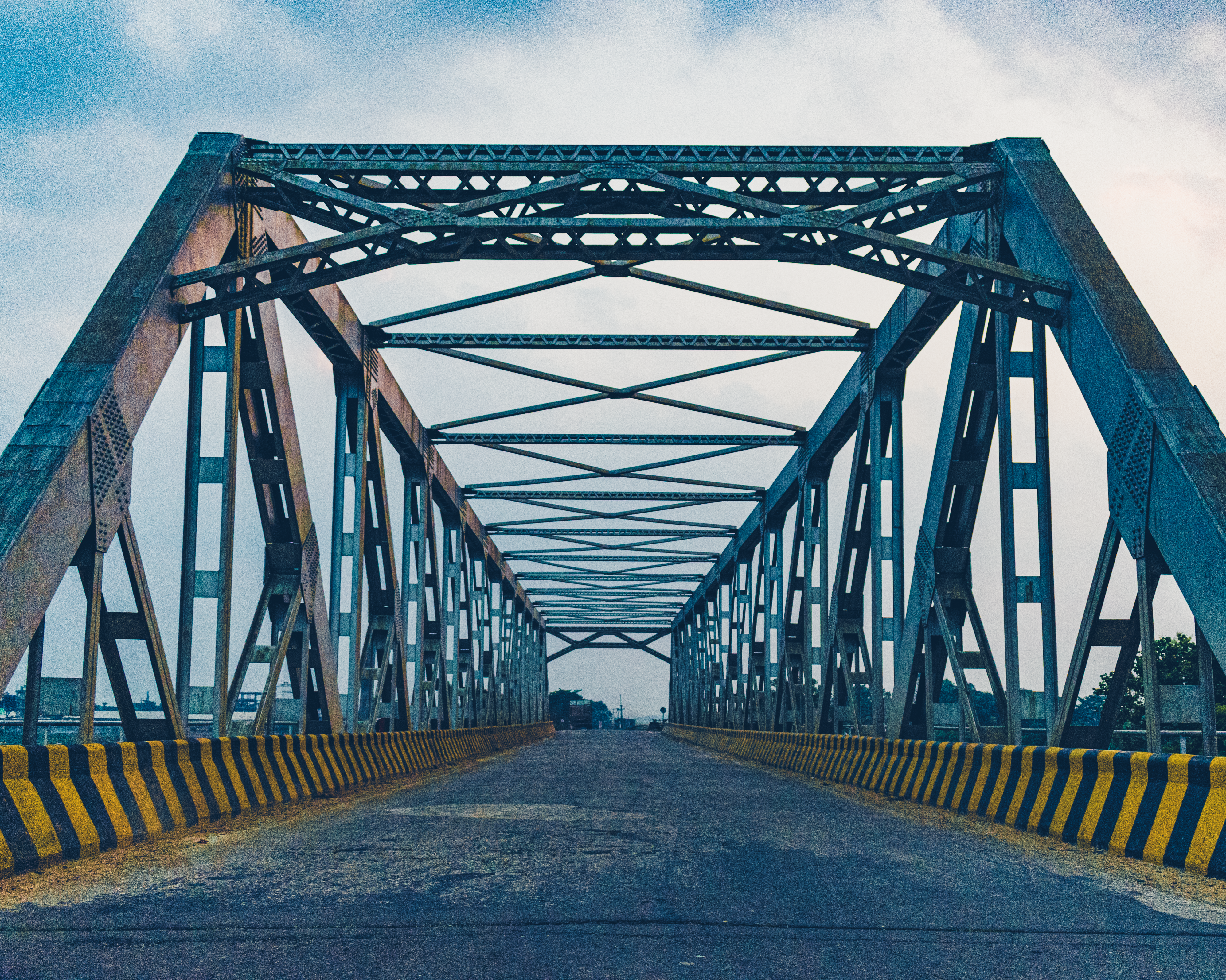 Symmetrical View of a Steel Bridge Construction 